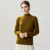 Nueva colección de otoño e invierno: prenda interior de punto de cachemira a la moda, suave y cómoda, color liso, cuello semi-alto, mangas largas y delicada con la piel para mujer
