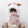 Gorro y bufanda para niños, gorro de una pieza, invierno, con felpa, extra grueso, gorro con protección para orejas de bebé, niño, niña, a prueba de viento, conjunto de dos piezas, moderno
