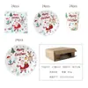 Decoración Navideña Transfronteriza de Temporada Diseño para Fiesta Plato de Papel Vaso de Papel Servilleta de Papel Mantel Plato Desechable para Cena Paquete de Vajilla