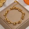 Pulsera Popular de Acero de Titanio Europea y Americana, Pulsera de Moda Dorada de 18K que No se Desvanece, Pulsera de Joyería Patchwork Personalizada de Nicho de Lujo Ligero