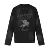 Yidao Vintage 2026 Otoño Nuevo Estilo Callejero Desgastado Ligero Estilo Asiático Remache Estampado de Pegaso Holgada Camiseta de Manga Larga para Hombre