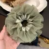 Xuxinha Verde Elegante Estilo Pintura a Óleo Francês para Mulheres, Acessório de Cabelo com Design de Moda Coreana Sofisticado e Estiloso, Novo Elástico de Cabelo