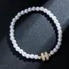 Pulsera Elástica para Mujer Nueva Moda Elegante de Primavera con Perlas de Imitación y Zirconia con Letras