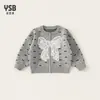 Roupas Infantis Yingsibo Primavera 2026 Suéter de Tricô Laço Cardigã de Tricô Blusa para Meninas Jaqueta Suéter Infantil