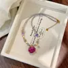Estilo Primavera Flor Real Flor de Rosa Amarilla Collar Gargantilla de Cristal de Circonita Fresca Cadena para Clavícula Versátil Retro