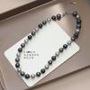 Collar de perlas de color mixto para mujer beizhu Shijia cadena para la clavícula otoño e invierno Maillard Nuevo cadena de suéter de lujo ligero gradiente avanzado