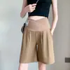Pantalones de maternidad para verano, finos, casuales, de tiro bajo, soporte para el vientre, pierna ancha, holgados, corte recto, estilo traje, pantalones hasta la rodilla para verano