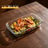 Molde para hornear de vidrio resistente al calor, plato transparente para microondas, plato para hornear arroz casero, plato cuadrado para pescado al vapor, plato, plato para servir