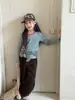 Camiseta interior a rayas estilo coreano Aimobebe para niñas, mezcla de algodón para niños, suave y cómoda, alta elasticidad, top de manga larga con bloques de color retro