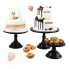 Plato para pastel dim sum estilo europeo con base alta, bandeja para boda, soporte para pastel, estante para bocadillos de hierro negro de 10 pulgadas
