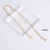 Colar de Metal com Flor Otbuckle de Textura de Luxo Leve Nicho Japonês e Coreano para Mulheres Banhado a Ouro 18K Joias P547