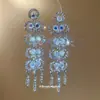 Pendientes de Corazón Geométrico Hueco Estilo Corte Europeo y Americano con Diamantes, Pendientes de Lujo Ligero de Gama Alta, Accesorios de Oreja Exagerados