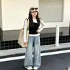 Elegante Diseño Coreano para Niñas Top Falso de Dos Piezas Primavera y Otoño 2026 Nuevo Conjunto Casual de Dos Piezas con Jeans