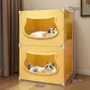 Ninho de gato semi-fechado de dois níveis, túnel de gato de verão, novo ninho de dormir seguro universal para todas as estações