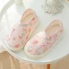 Sapatos de Maternidade com Fivela para Primavera e Outono com Salto Coberto, Chinelos de Algodão Florais para Casa com Solado Grosso para Mulheres, Sapatos de Maternidade Respiráveis para o Verão Pós-Parto, Antiderrapantes