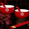 Taza de té festiva roja grande china juego de tazas de té cerámica esmalte rojo suministros de boda persona nueva té al por mayor