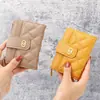 Celebridad de Internet Cartera Corta para Mujer Moda Europea y Americana Bordada Rombo Pequeña Cartera Hebilla de Cremallera Compartimento para Múltiples Tarjetas Billetera para Monedas Tendencia