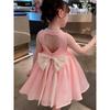 Vestido de Verano para Niñas 2023 Nuevo Vestido de Princesa con Lazo Infantil Celebridad de Internet Vestido sin Mangas Estilo Princesa