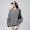 Suéter casual de punto gofrado con cuello redondo 2024 nuevo otoño versátil estilo holgazán Suéter Instant Ink simple tipo jersey