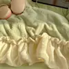 Juego de Ropa de Cama Gruesa Invierno Estilo Francés Clase A Tallado Vellón de Leche Juego de Cuatro Piezas Vellón de Coral Franela Dormitorio Juego de Tres Piezas