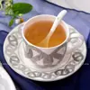 Estilo Europeo Transfronterizo Simple Moderno Fresco Hueso de China Plata Pista Plato para Comida Occidental Taza y Platillo Decoración para Filete Decoración de Mesa