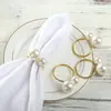 Porta Servilletas de Perlas Grandes y Pequeñas Color Dorado, Soportes para Servilletas Decoración de Vajilla, Porta Servilletas al por Mayor para Poner la Mesa, Transfronterizo