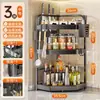 Prateleira de Armazenamento para Cozinha, Organizador Multifuncional de Várias Camadas para Utensílios e Condimentos, Diversos Gadgets para Cantos e Bancadas
