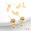Acessórios DIY para Broche de Tigela Cruzada Flor de Ameixa Oca Banhado a Ouro com Suporte de Tigela para Brinco de Pérola Pendurado Base para Brinco