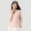 Moletom Lyocell com zíper parcial e gola alta para mulheres, blusa base espessa para outono e inverno, top interno quente escovado dos dois lados