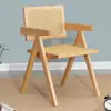 Silla Nórdica de Ratán de Madera Maciza para Hogar B&B Balcón Silla de Comedor Sala de Estar Tienda de Té con Leche Respaldo Silla de Ratán Simple de Ocio