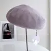 Boina de Papel Washi Japonés de Color Sólido Estilo Minimalista para Mujer, Sombrero de Artista Transpirable con Protección Solar, Boina Ligera de Punto Color Nude para Verano