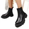 Botines de tacón grueso para mujer estilo europeo y americano 2025, botas adelgazantes de suela gruesa para otoño e invierno, talla grande, dropshipping transfronterizo