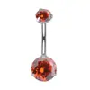Fabricante de Joias para Body Piercing Anel para Umbigo de Liga de Titânio F136 com Ponta Dupla de Três Garras Zircônia 5A em Estoque