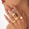 Joyería Yongge Juego de Anillos Irregulares Huecos en Forma de Arco Estilo Europeo y Americano de Cuatro Piezas con un Anillo de Superficie Lisa Abierta Inspirado en el Diseño