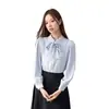 Blusa de Gasa Azul para Mujer, Adecuada para Primavera y Otoño, Atuendo Profesional para el Trabajo, Ropa Interior, Camisa de Manga Larga para Personal Docente