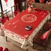 Toalha de Mesa de Ano Novo Estilo Recorte de Papel Impermeável e à Prova de Óleo Modelo Novo 2026 Ano do Cavalo Vermelho Festivo Pano de Mesa de Centro de Alta Qualidade
