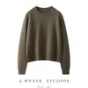 Nuevo estilo europeo ropa de mujer corta de fibra de algodón autocalentable estilo perezoso ajuste ceñido sudadera holgada de manga corta
