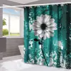 Cortina de ducha serie flores de madera transfronteriza, partición de separación de seco y húmedo para baño del hogar, cortina de ducha con impresión digital, cortina de ducha impermeable