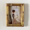 Marco de Fotos Ovalado de Resina de 12 Pulgadas, Imitación Madera Vintage, Tallado de Flores, Estilo Europeo, Decoración del Hogar, Adorno Creativo Antiguo Clásico