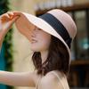 Chapéu Feminino Verão Estilo Coreano Versátil Proteção Solar Protetor Solar Dobrável de Palha Chapéu de Sol Viagem à Beira-Mar Praia Chapéu de Pescador