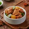 Pollo estofado con verduras congelado Guyan, paquete de 200 g para cocinar en tazón pequeño, ideal para llevar.