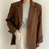 Elegante e estiloso blazer coreano de comprimento médio da moda Dongdaemun, blazer de corte solto estilo coreano