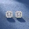 Aretes de moissanita simulación de transmisión en vivo para mujer estilo Ins amor plata de ley S925 circonita seis garras aretes de moissanita aretes