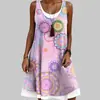 Transfronterizo Vestido Nuevo Textura Gama Alta Impresión Digital 3D Vestido Talla Grande Estilo Vacacional Vestido Talla Grande Mujer