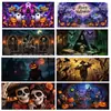 Banner de Garaje de Halloween Decoración de Puerta Tela Colgante Calabaza de Terror Bruja Calavera Fondo de Fiesta Transfronterizo En Stock Fábrica