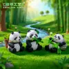 Figura Grande e Fofa de Panda de Bambu para Micro-Paisagens, Acessório Pendurado para Decoração de Jardim DIY, Ornamento de Mesa