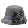 Novos Chapéus Femininos para Exportação, Chapéus de Bacia de Cânhamo para Mulheres de Meia-Idade e Idosas, Chapéus de Bacia com Flor Grande em Estilo Ladylike, Chapéus de Copa de Linho Modernos em Estilo Coreano