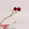 Outono e Inverno Novo Estilo Chinês Senso de Alto Padrão Grampo de Cabelo com Flocagem de Borboleta Rosa Estilo Antigo Grampo de Cabelo de Disco Nicho Acessório de Cabelo Vintage