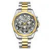 Reloj Deportivo Multifuncional para Hombre con Correa de Acero Inoxidable, Cronógrafo, Resistente al Agua, Luminoso, Cierre de Mariposa