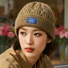 Gorro unissex de inverno para casal com proteção para as orelhas, forrado com fleece, espessado, quente, à prova de frio, gorro de tricô casual e versátil
